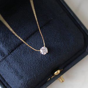 CZ Single Diamond Necklace / Zircon Charms Pendant